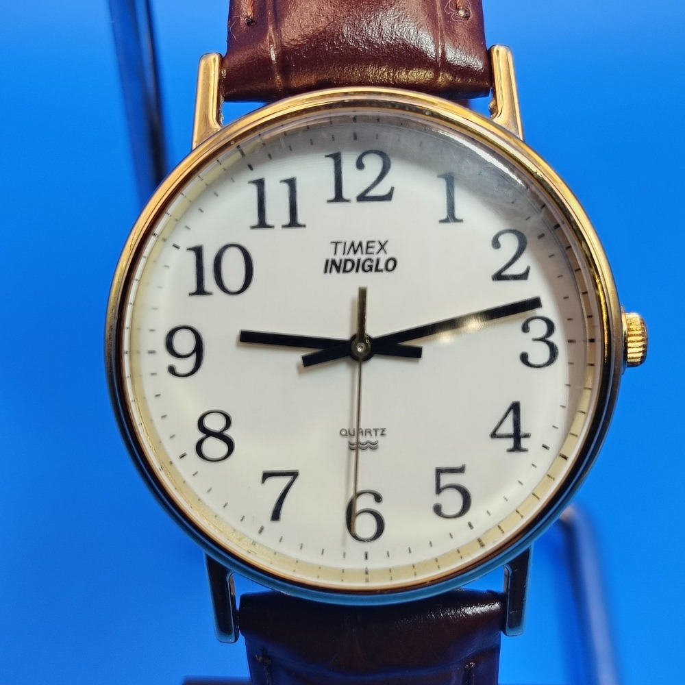Vintage‎ 1998 Timex 34mm Mens Quartz Dress Watch New Leather Strap (No Indiglo)